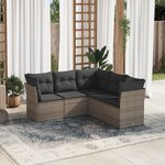 vidaXL Salon de jardin 5 Pièces avec coussins gris résine tressée