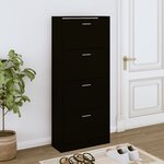 vidaXL Armoire à chaussures Noir 63x24x147 cm Bois d'ingénierie