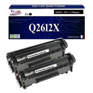 T3AZUR -2x Toners compatibles avec HP Q2612X (12X) pour HP LaserJet 3015  3020  3030  3050  3052  3055  M1005  M1005MFP  M1300MFP  M1319MFP