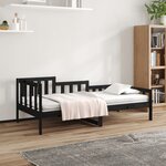 vidaXL Lit de jour Noir 90x200 cm Bois de pin massif
