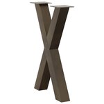 vidaXL Pieds de table à manger en forme de X  2 pièces  acier naturel  60 x (72-73) cm