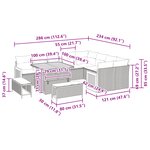 Ensemble de canapé de jardin de 12 pièces avec coussins beige en rotin synthétique