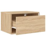 vidaXL Table de chevet murale avec lumières LED chêne sonoma