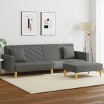 vidaXL Canapé-lit à 2 places avec oreillers et repose-pied gris foncé