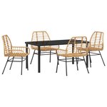 vidaXL Set de dîner de jardin 5 pièces brun poly rattan