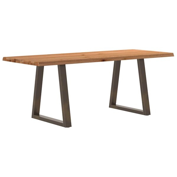 vidaXL Table à manger avec bord naturel 200x80x74 cm bois massif chêne