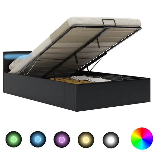 vidaXL Cadre de lit à rangement avec LED noir similicuir 120x200 cm