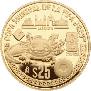 Monnaie FIFA WORLD CUP 26 Axolotl Or 25 Pesos Mexico 2026 (PRÉCOMMANDE)