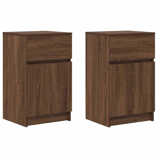 vidaXL Tables de chevet 2 Pièces chêne marron 39x35x65 cm bois ingénierie