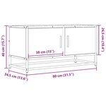 vidaXL Meuble TV chêne fumé 80x34 5x40 cm bois d'ingénierie et métal