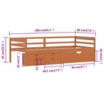vidaXL Cadre de lit avec tiroirs et armoire Marron miel Pin 90x200 cm