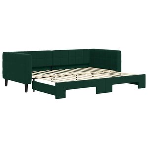 vidaXL Lit de jour avec gigogne sans matelas vert foncé 90x200 cm