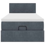 vidaXL Cadre de lit ottoman avec matelas gris foncé 100x200 cm velours
