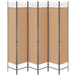 vidaXL Paravent à 6 panneaux Beige 240 x 200 cm Tissu