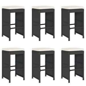 vidaXL Tabourets de bar de jardin et coussins lot de 6 résine tressée