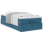 vidaXL Cadre de lit ottoman avec matelas bleu foncé 90x190 cm velours