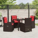 vidaXL Ensemble de salle à manger pour jardin 5 Pièces Marron Poly rotin