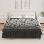 vidaXL Couverture en Fourrure de Lapin Synthétique 4 Pièces Gris foncé