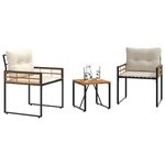 vidaXL Ensemble de meubles d'extérieur avec coussin 3 Pièces Crème