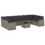 vidaXL Salon de jardin 11 Pièces avec coussins gris résine tressée