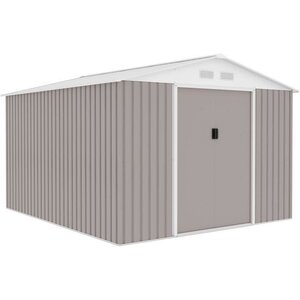 Abri de jardin en métal 8 84 m² - 277 x 319 x 202 cm - Kit d'ancrage inclus - Taupe