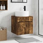 vidaXL Meuble de lavabo mural Chêne fumé 49 x 44 5 x 65 5 cm