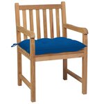vidaXL Chaises de jardin lot de 6 et coussins bleu Bois de teck solide
