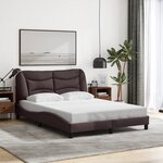 vidaXL Cadre de lit avec lumières LED marron foncé 120x200 cm tissu