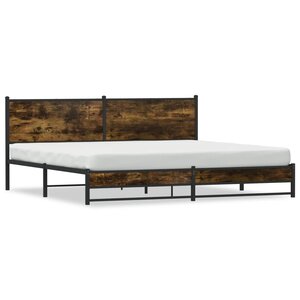 vidaXL Cadre de lit en métal sans matelas chêne fumé 200x200 cm