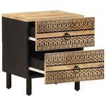 vidaXL Table de chevet noir 40x33 5x46 cm bois de manguier massif brut