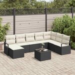 vidaXL Ensemble de canapé de jardin avec coussin 9 Pièces Marron  Crème