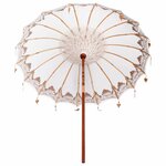 vidaXL Parasol balinais Crème (210-220) x 260 cm Coton et bois massif