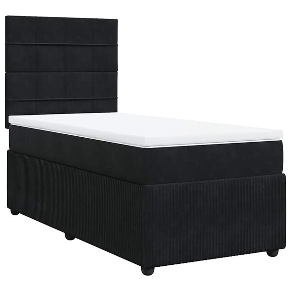 vidaXL Sommier à lattes de lit et matelas Noir 80x200 cm Velours