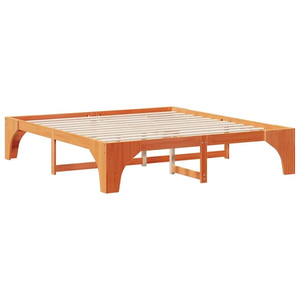 vidaXL Cadre de lit surélevé Marron 180 x 200 cm Bois massif en pin