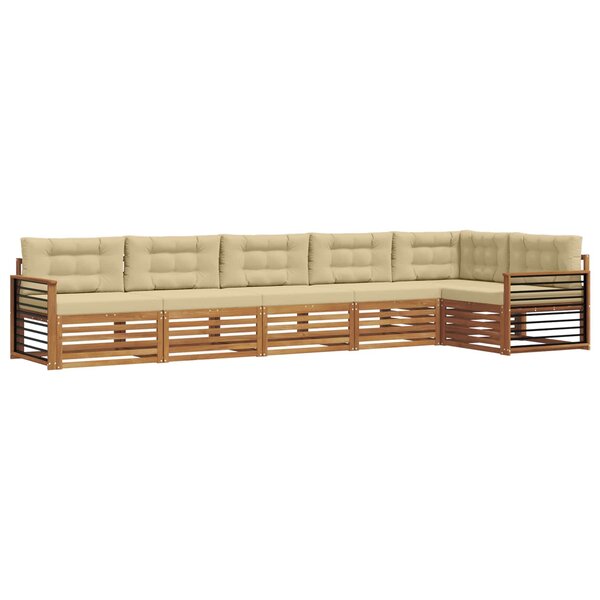 vidaXL Ensemble de canapés d'extérieur 6 pc Naturel et Beige
