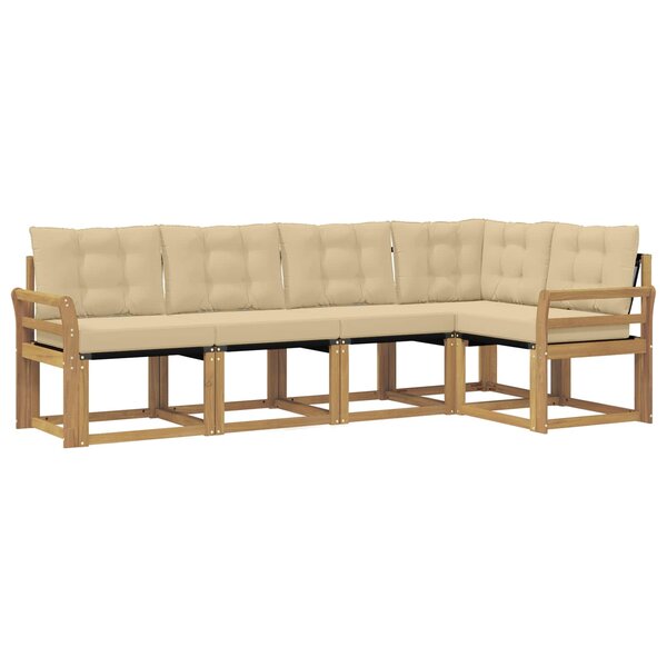 vidaXL Ensemble de canapés d'extérieur 5 Pièces Blanc et Beige