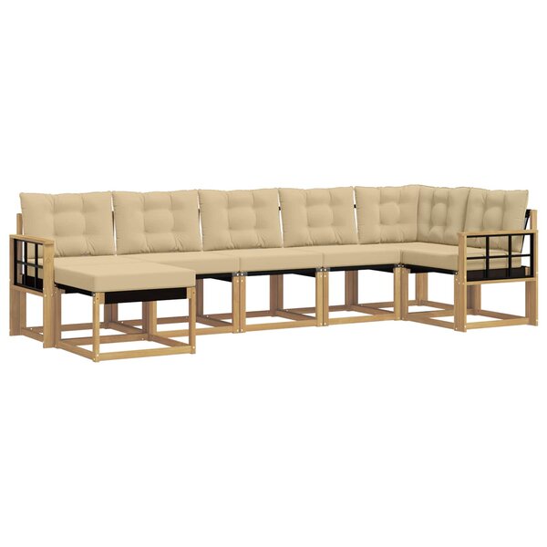 vidaXL Ensemble de canapés d'extérieur 7 pc Blanc et Beige