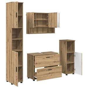 vidaXL Ensemble de mobilier de salle de bain 4 Pièces Chêne artisanal