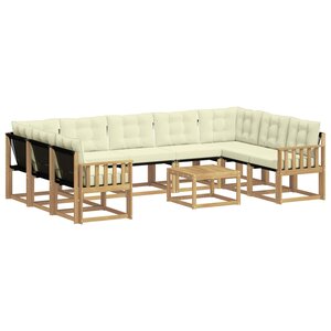 vidaXL Ensemble de canapés d'extérieur 10 pc Blanc et crème