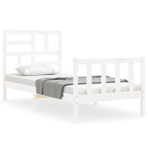 vidaXL Cadre de lit avec tête de lit blanc petit simple bois massif