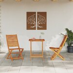 Ensemble de bistro pliable 3 pièces en bois d'acacia massif