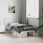 vidaXL Cadre de lit métal sans matelas avec tête de lit blanc 90x200cm