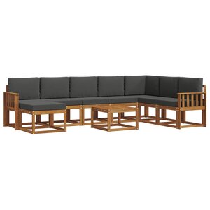 vidaXL Ensemble de canapés d'extérieur 9 pc Naturel et Anthracite