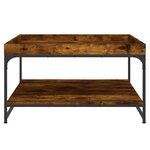 vidaXL Table basse chêne fumé 80x80x45 cm bois d'ingénierie et fer