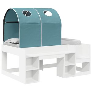 vidaXL Lit avec Tunnel 4 Pièces Blanc et bleu clair Bois d'ingénierie