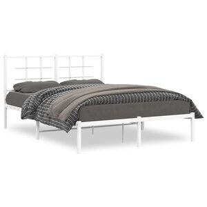 vidaXL Cadre de lit métal sans matelas et tête de lit blanc 140x190 cm
