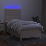 vidaXL Sommier à lattes de lit et matelas et LED Crème 100x200cm Tissu
