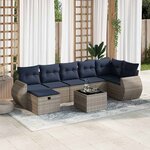 vidaXL Salon de jardin 8 Pièces avec coussins gris résine tressée