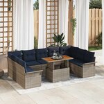 vidaXL Ensemble de canapé de jardin 10 Pièces gris et bleu marine