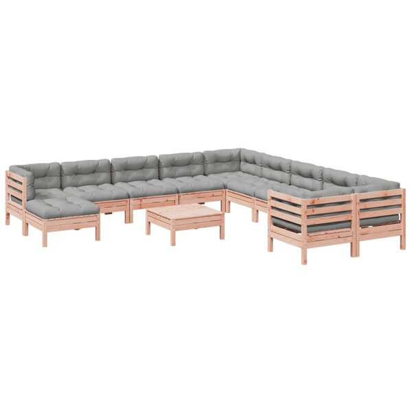 vidaXL Salon de jardin avec coussins 12 Pièces bois massif sapin douglas